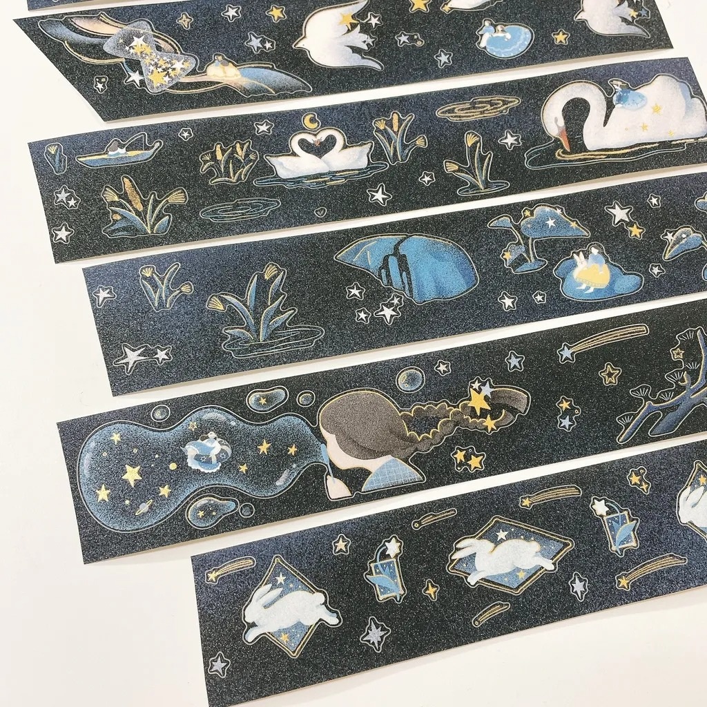 [Journal pages] Starry night 箔押しダイカットマットPET/合成紙テープ(剥離紙付き)　