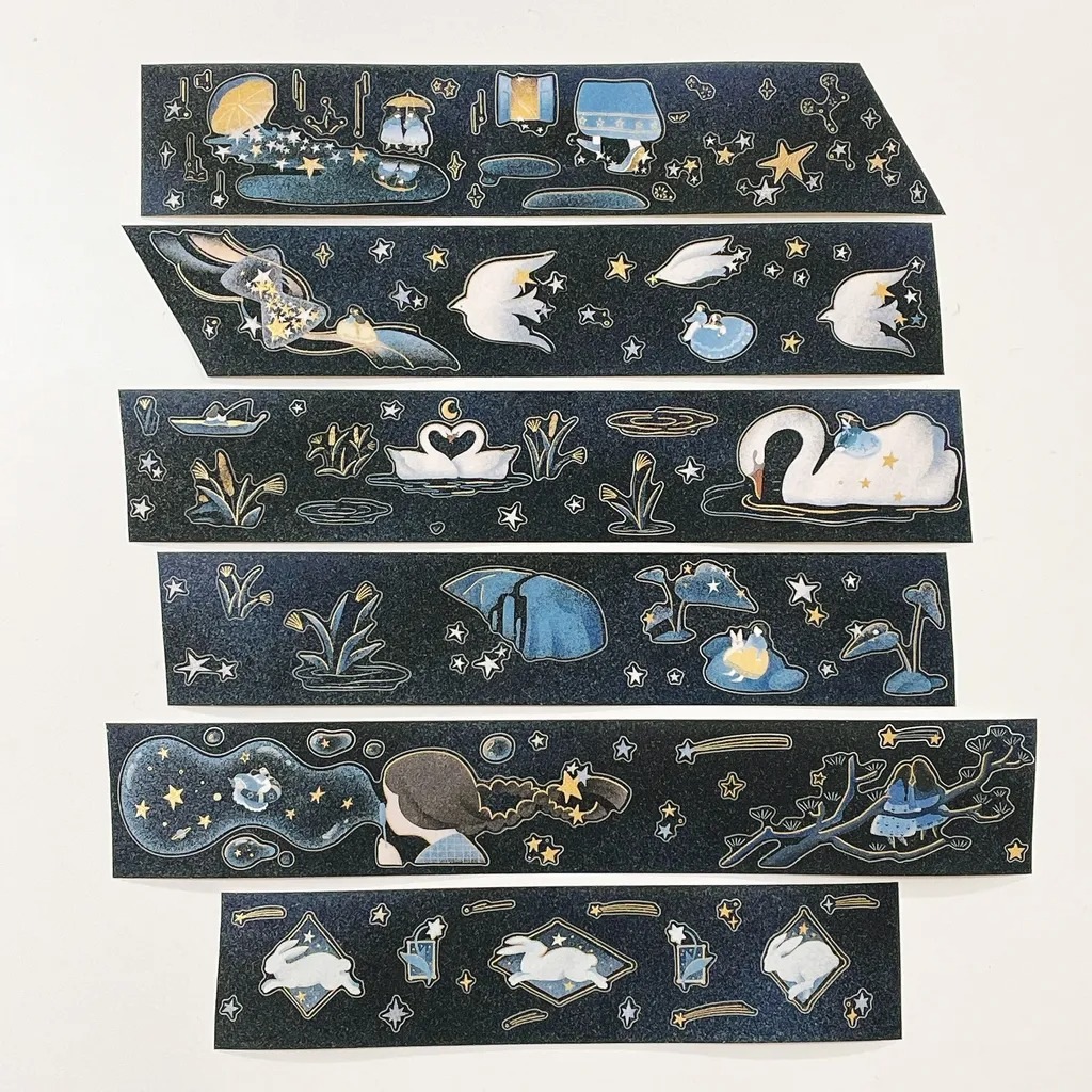 [Journal pages] Starry night 箔押しダイカットマットPET/合成紙テープ(剥離紙付き)　