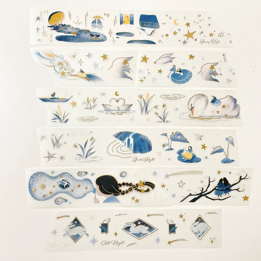 [Journal pages] Starry night 箔押しダイカットマットPET/合成紙テープ(剥離紙付き)　