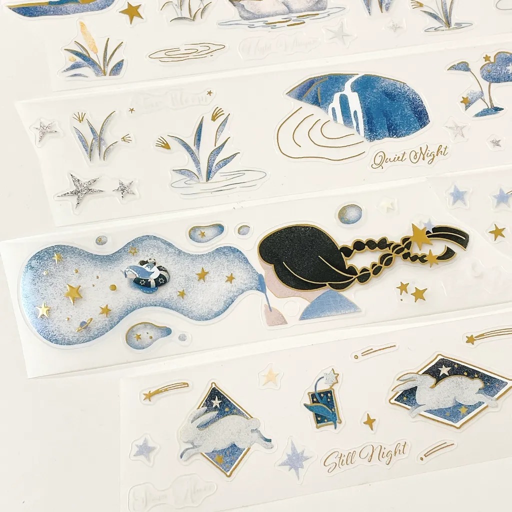 [Journal pages] Starry night 箔押しダイカットマットPET/合成紙テープ(剥離紙付き)　