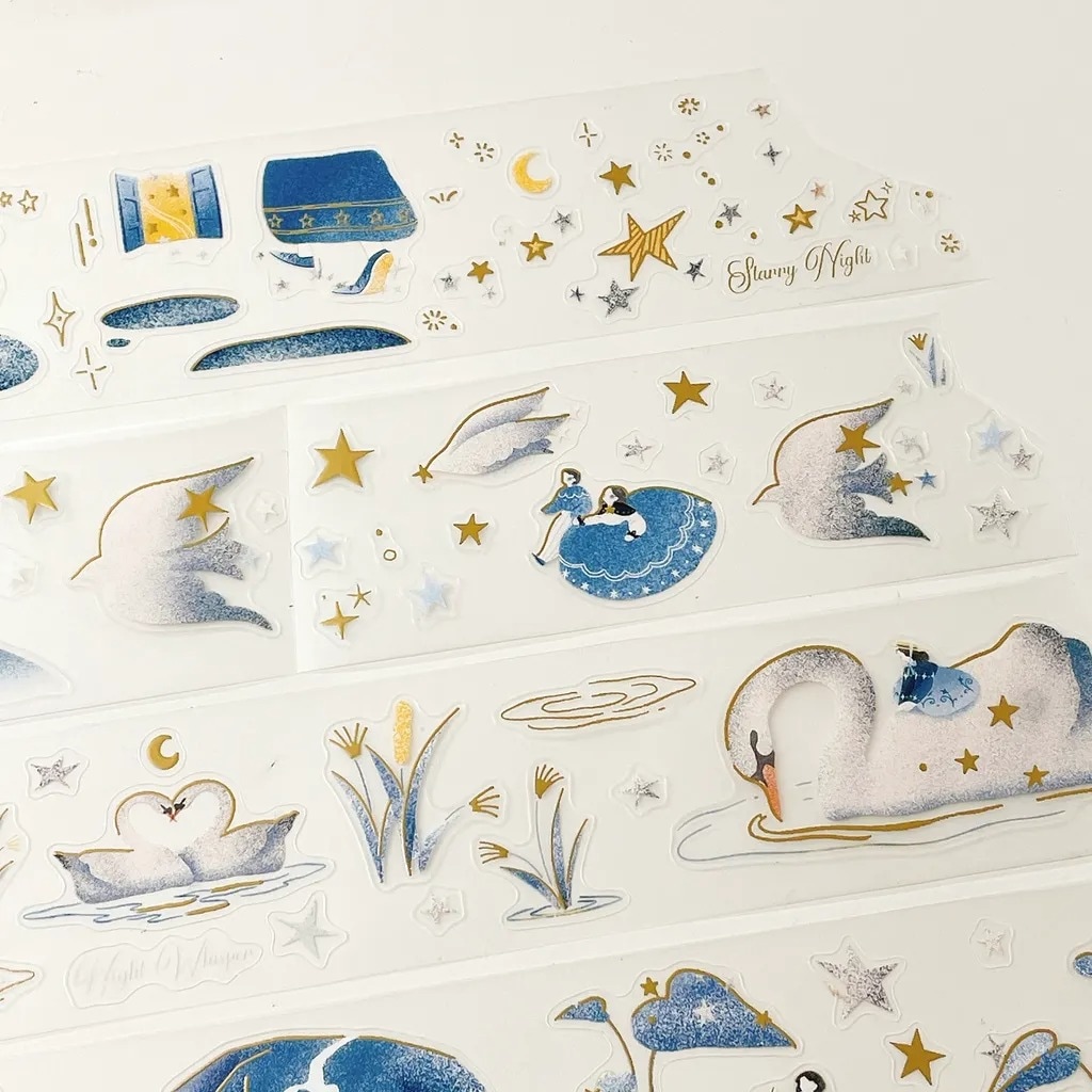 [Journal pages] Starry night 箔押しダイカットマットPET/合成紙テープ(剥離紙付き)　