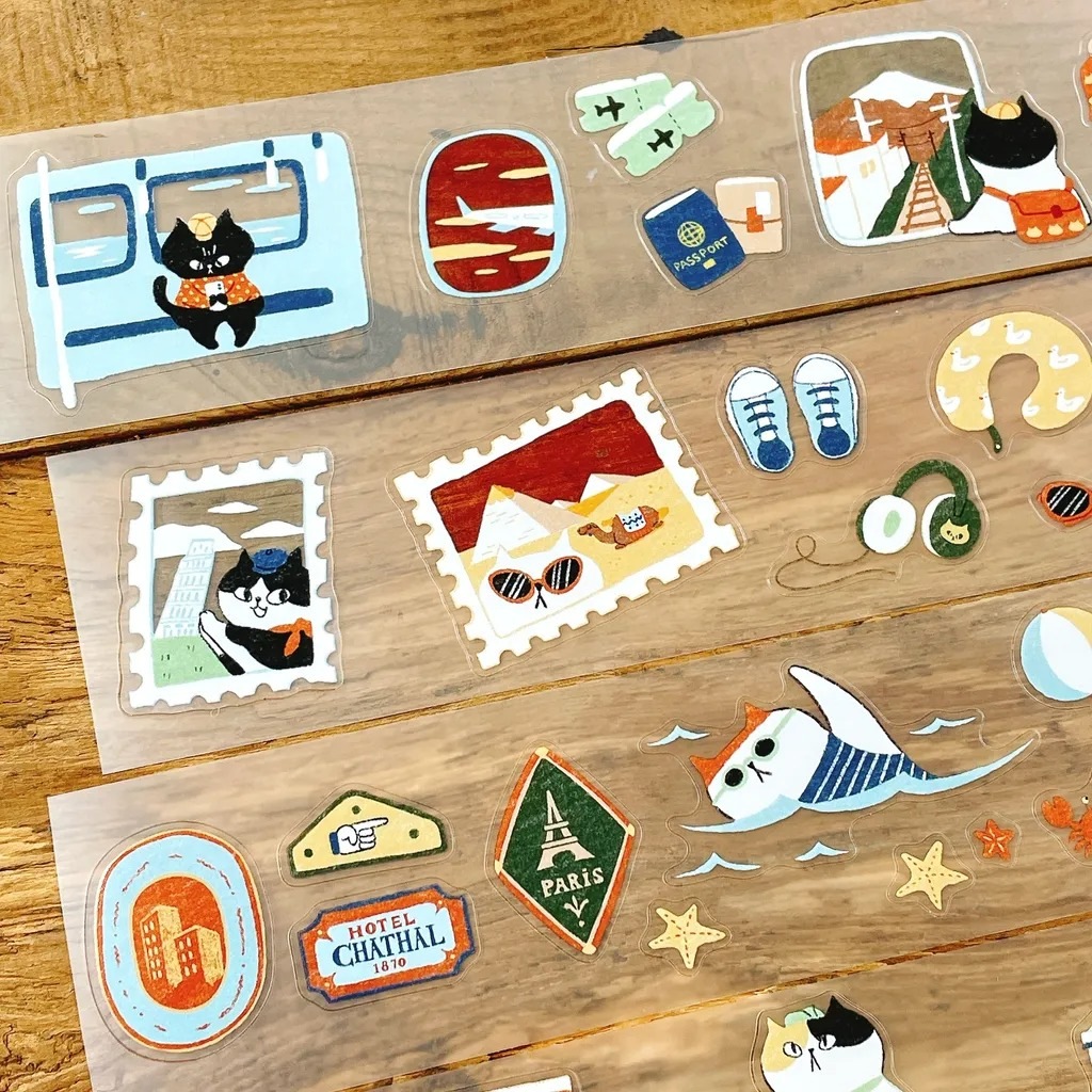 [Journal pages] Cat travel ダイカットマットPET/合成紙テープ(剥離紙付き)　