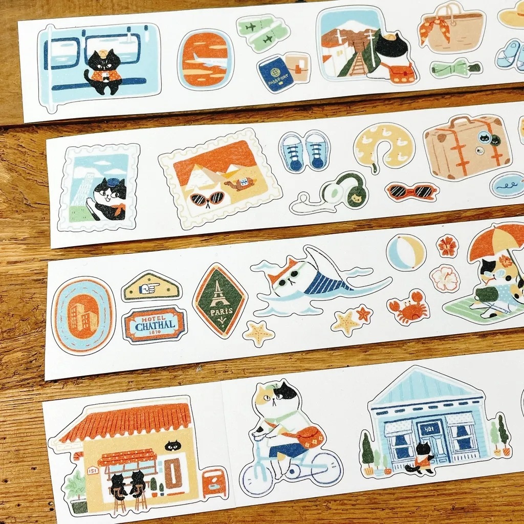 [Journal pages] Cat travel ダイカットマットPET/合成紙テープ(剥離紙付き)　