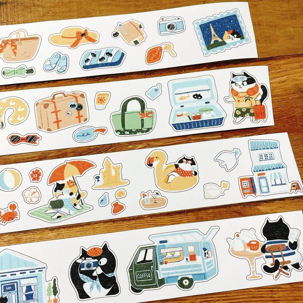[Journal pages] Cat travel ダイカットマットPET/合成紙テープ(剥離紙付き)　