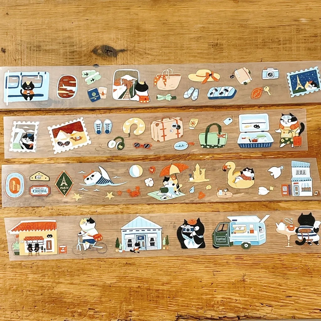 [Journal pages] Cat travel ダイカットマットPET/合成紙テープ(剥離紙付き)　