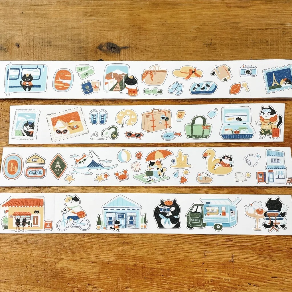 [Journal pages] Cat travel ダイカットマットPET/合成紙テープ(剥離紙付き)　