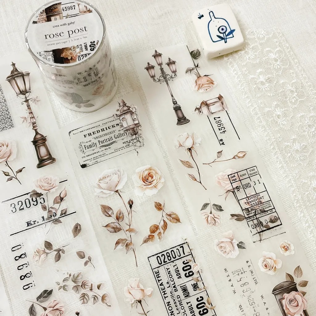 [crea with gaby] Rose post ダイカットマットPETテープ(剥離紙付き)