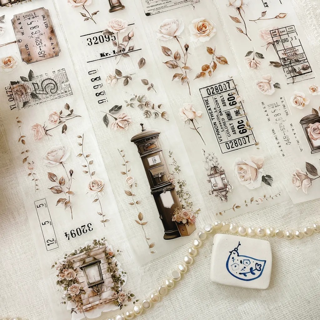 [crea with gaby] Rose post ダイカットマットPETテープ(剥離紙付き)