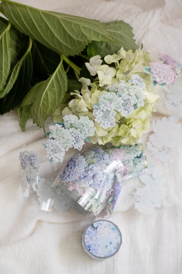 [樂意Loidesign] 雨色(Rain color) 紫陽花柄 クリアPETテープ(剥離紙付き)