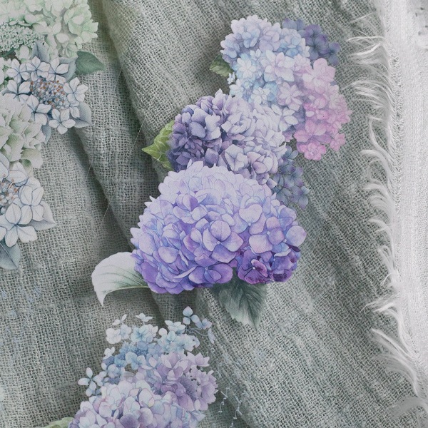 [樂意Loidesign] 雨色(Rain color) 紫陽花柄 クリアPETテープ(剥離紙付き)