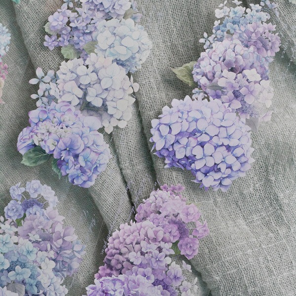 [樂意Loidesign] 雨色(Rain color) 紫陽花柄 クリアPETテープ(剥離紙付き)