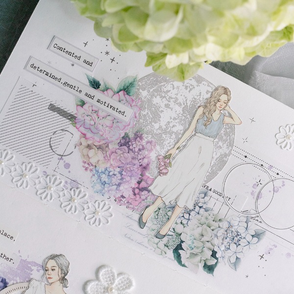 [樂意Loidesign] 雨色(Rain color) 紫陽花柄 クリアPETテープ(剥離紙付き)