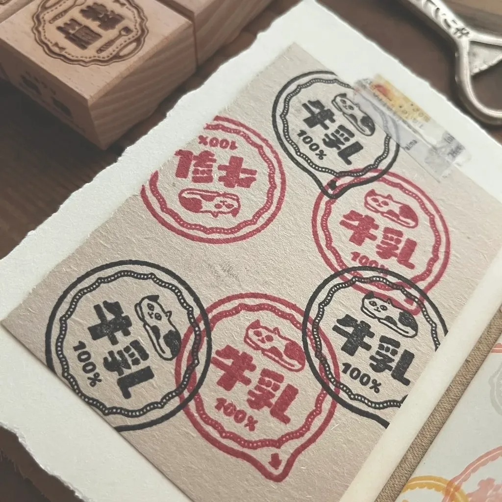 [微瘋畫室Breezy Studio] 昭和レトロラベルシリーズ 牛乳/檸檬/旅行/料理 スタンプ 全4種類