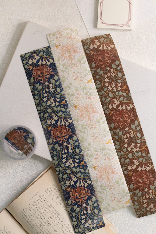 [樂意Loidesign] 對花集:彼岸花間(Lycoris radiata) 花柄 和紙テープ(剥離紙付き)