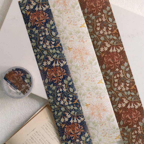 [樂意Loidesign] 對花集:彼岸花間(Lycoris radiata) 花柄 和紙テープ(剥離紙付き)