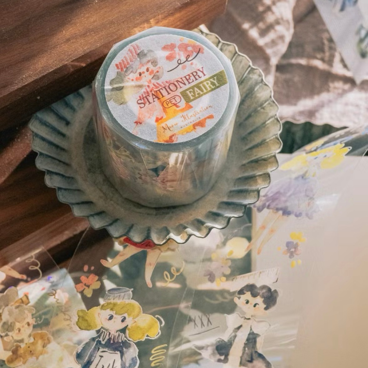 [Meow Illustration] 文具精靈 貝殻光クリアPET/和紙テープ(剥離紙付き) 全2種類