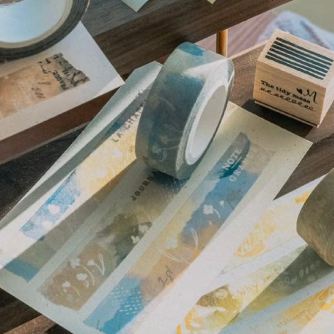 [Meow Illustration] 星空明信片/曠野裡有青鳥/花/文具控 和紙テープ(剥離紙なし) 全4種類