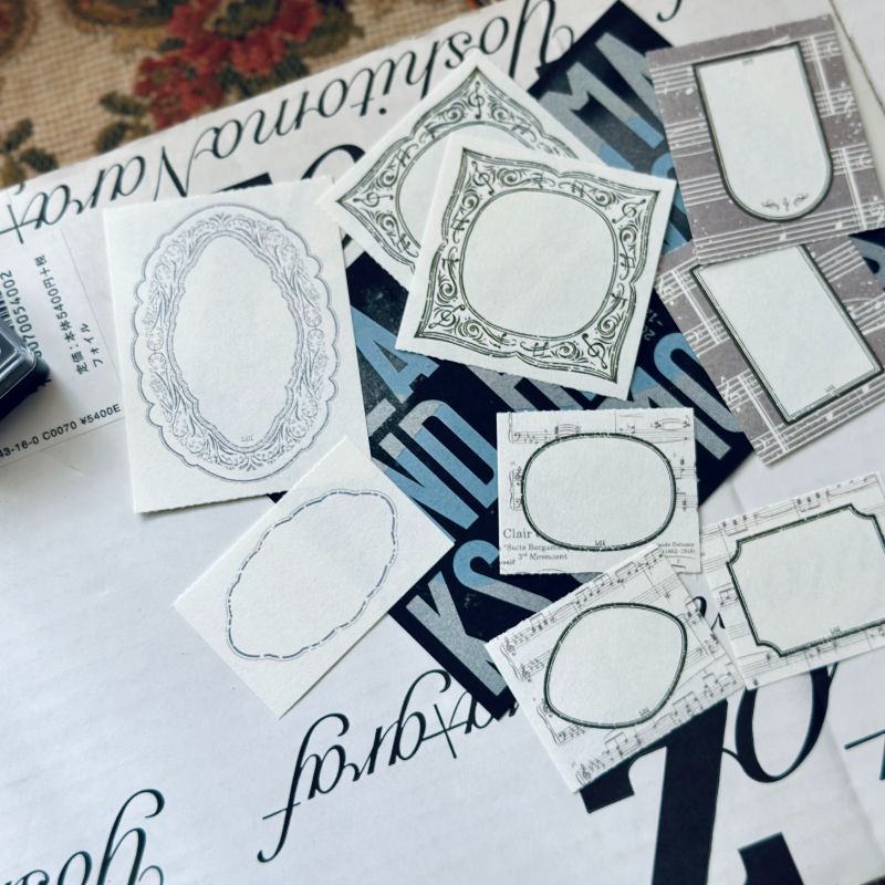 [樂意Loidesign] 春日畫框-薄紫(Spring Frame-Purple) コラージュ ラベルブック(2種類各50枚入)