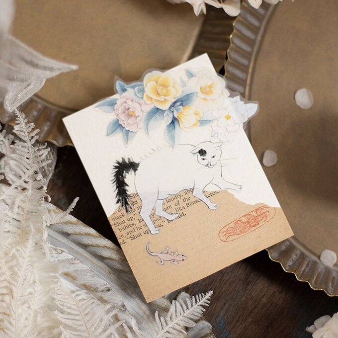 樂意Loidesign]猫柄 Meow Meow クリアPETテープ(剥離紙付き) 台湾