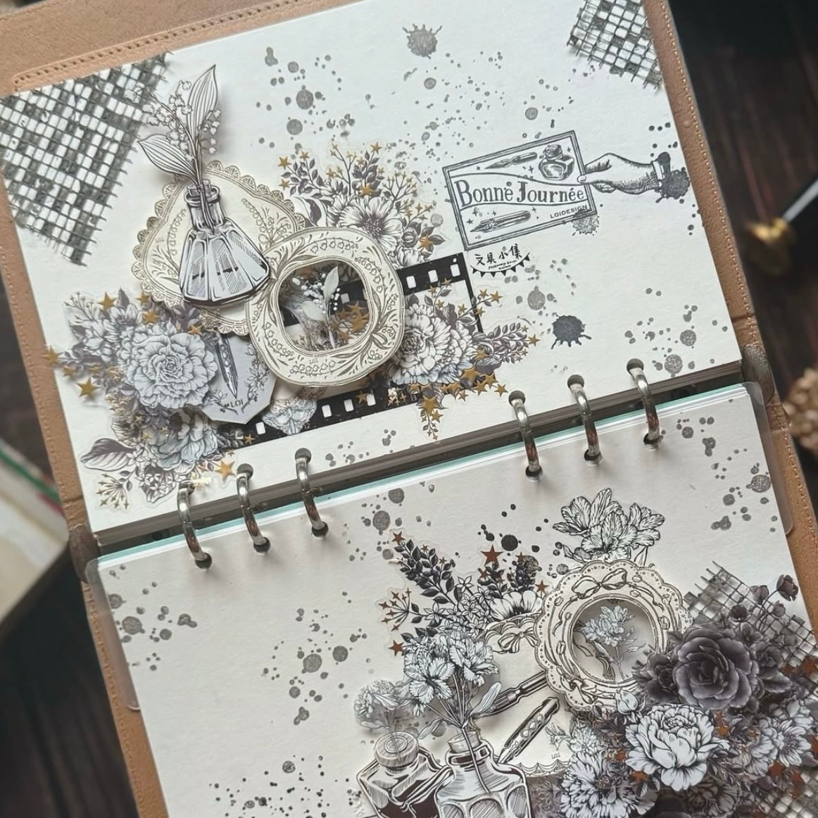 [樂意Loidesign] 幸福花柄-鈴蘭花(Symbol of Happiness-Lily of the Valley) コラージュ ラベルブック(2種類各50枚入)