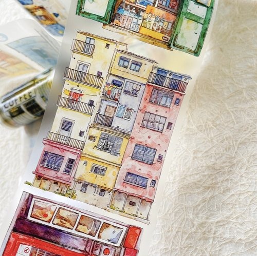 [丁丁DingDing] A49 都市掠影 マットPETテープ(剥離紙付き)