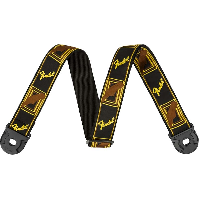 Fender Quick Grip Locking End Straps Black, Yellow and Brown