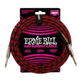ERNIE BALL 6396 18 BRAIDED STRAIGHT / STRAIGHT INSTRUMENT CABLE - RED BLACK ケーブル〈アーニーボール〉|その他|シールド・ケ