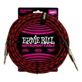 ERNIE BALL 6398 25 BRAIDED STRAIGHT / STRAIGHT INSTRUMENT CABLE - RED BLACK ケーブル〈アーニーボール〉|その他|シールド・ケ
