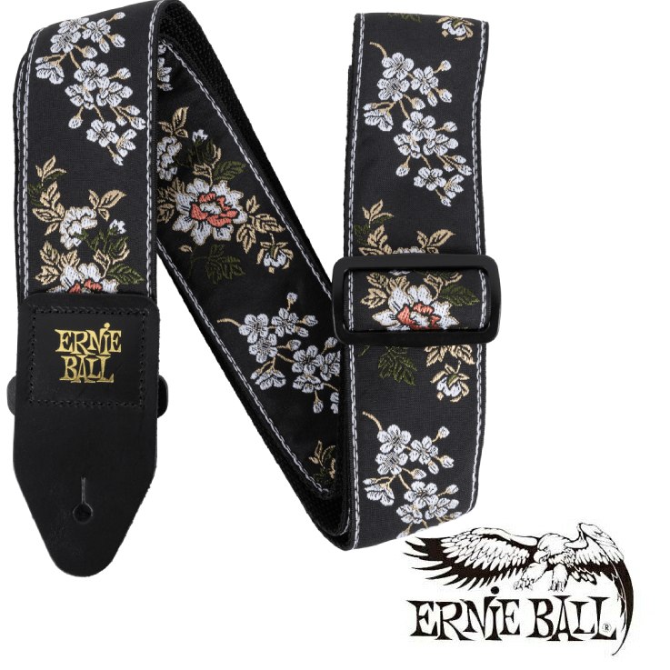 ERNIE BALL 5362 JACQUARD STRAP WHITE BLOSSOM ギター/ベースストラップ〈アーニーボール
