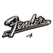 Fender Black Panel Amplifier Logo, Silver/Blackҥե