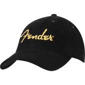 Fender Gold Spaghetti Logo Corduroy Baseball Hat, Black, One Size åסҥե