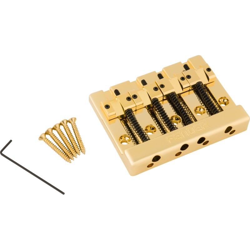 Fender HiMass 4-String Bass Bridge Assembly With Brass Saddles, Gold�ҥե��������