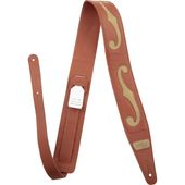 Gretsch F-Holes Leather Strap, Orange and Tan, 3