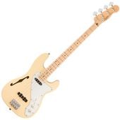 Squier by Fender Paranormal Precision Bass Thinline SJ, Maple Fingerboard, Parchment Pickguard, Vintage White ����饤��١��� �����磻�� �ե������