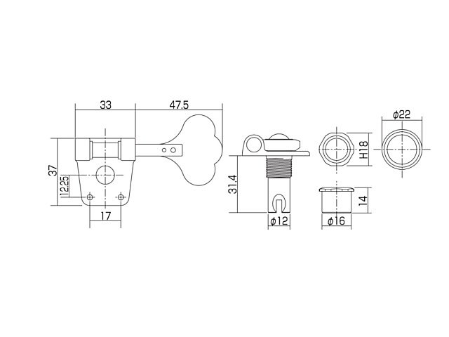 GOTOH Bass MACHINE HEAD RES-O-LITE GB528 Nickel�ҥ��ȡ���