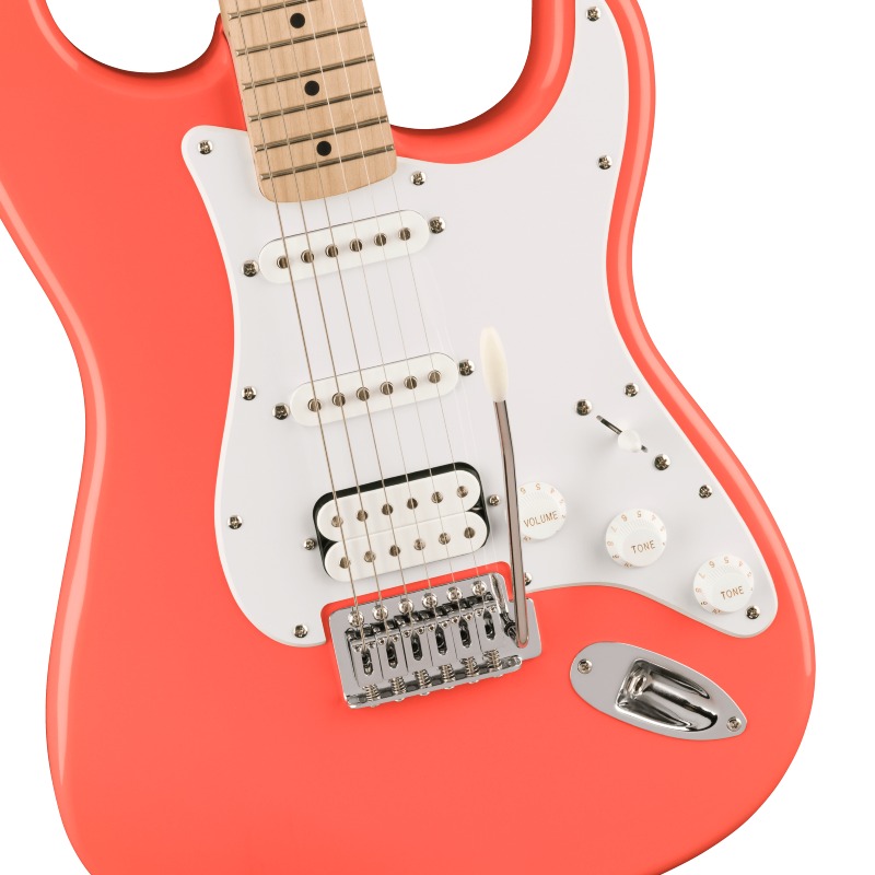 Squier by Fender Squier Sonic Stratocaster HSS, Maple Fingerboard, White Pickguard, Tahitian Coral�ҥ����磻�� �ե��������