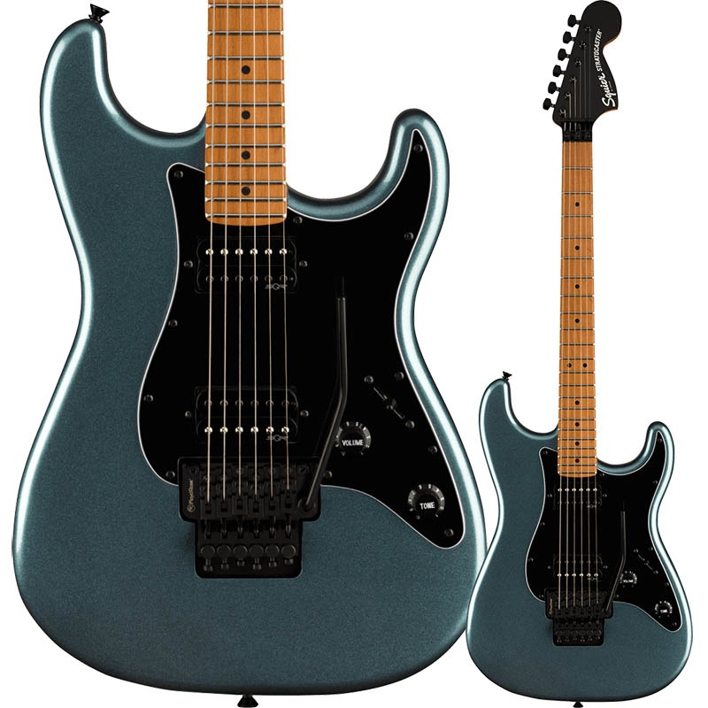 Squier by Fender Contemporary Stratocaster HH FR, Roasted Maple Fingerboard, Black Pickguard, Gunmetal Metallic�ڥ����磻�� �ե�������� 