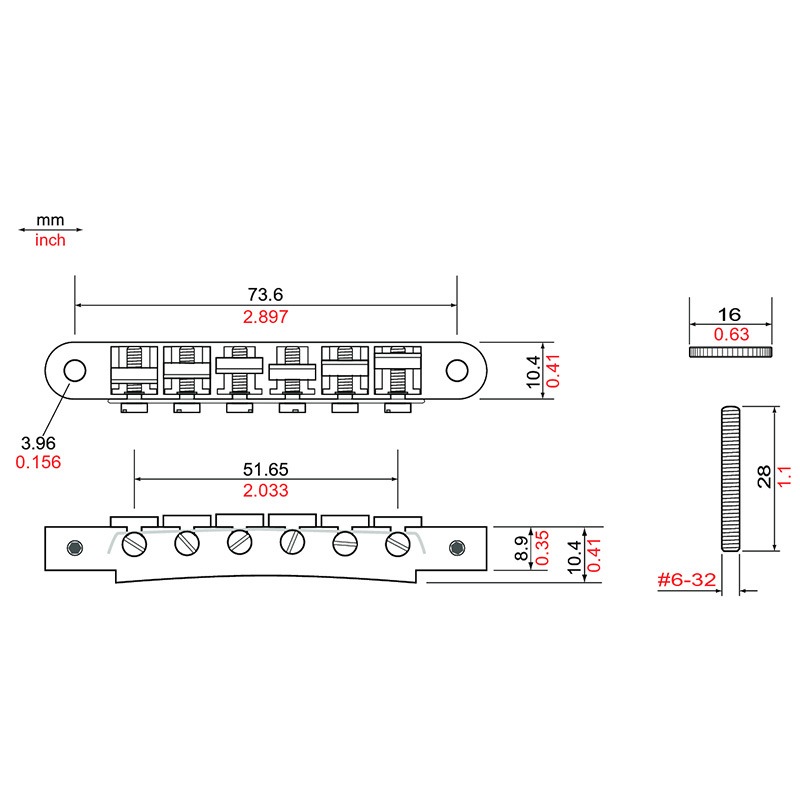 TonePros AVR2-C Replacement �������� Tuneomatic �������ѥ֥�å��ҥȡ���ץ�����