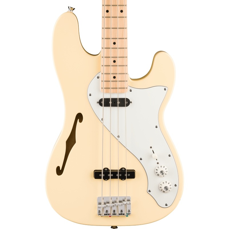 Squier by Fender Paranormal Precision Bass Thinline SJ, Maple Fingerboard, Parchment Pickguard, Vintage White ����饤��١��� �����磻�� �ե������
