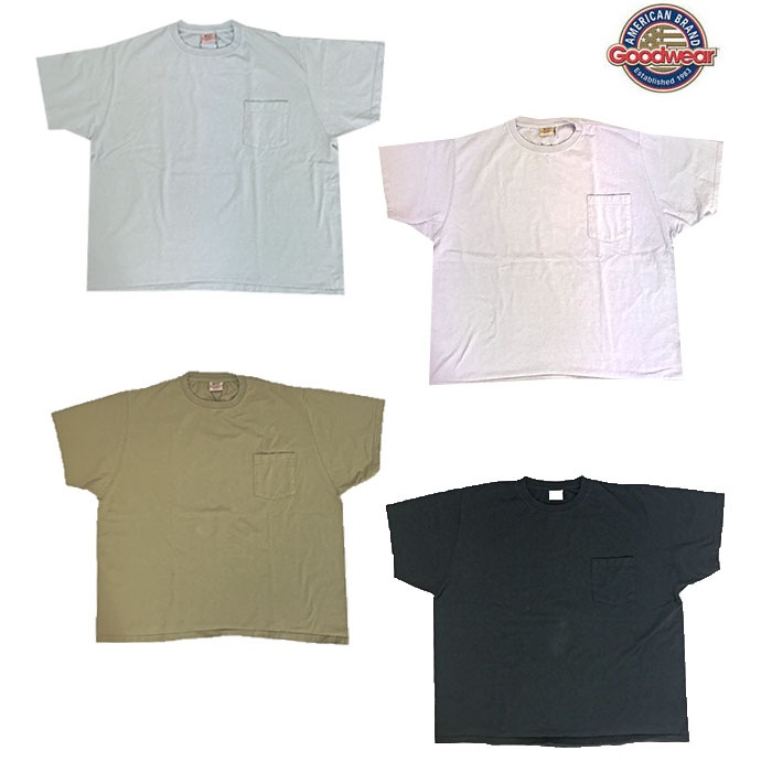 GOOD WEAR グッドウエア 　アメリカ製　身幅の大きなルーズフィット　ポケット付きＴシャツ 2XLサイズ　Black I.Purple　I.Gray　S.Kahki