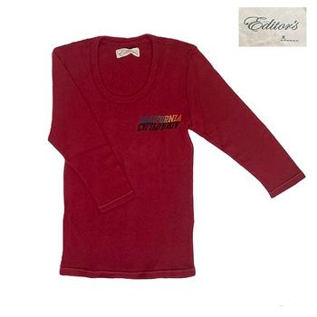 【SALE66%OFF】EDITOR'S　エディターズ　フライスＵネック７分袖Ｔシャツ　CALIFORNIA　Red