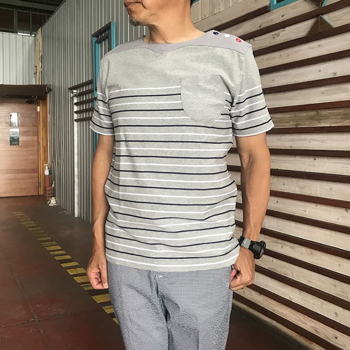 【SALE73%OFF】EDITOR'S エディターズ パネルマルチロープボーダー　マリンワイドネックＴシャツ