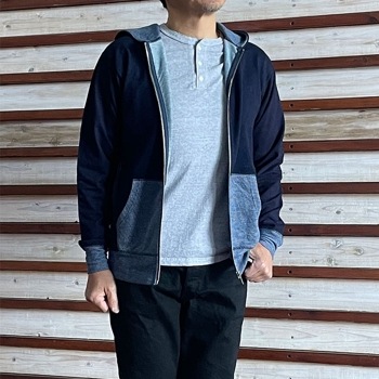 【SALE65%OFF】WASH'N'MADE ウォッシュンメイド FULL ZIP PARKA　インディゴジップパーカー