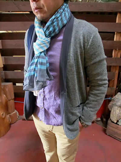 EDITOR'S エディターズ【SALE20%OFF】ネップ天竺　ショールカラーカーディガン　レッド・グレー【あす楽対応】