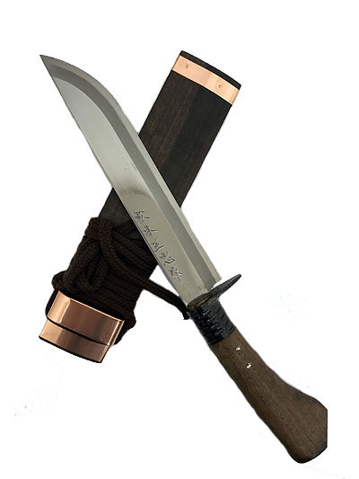 松本正忠作 名工オリジナル鍛造剣ナタ　210MM 塗り仕様 南国土佐鍛冶　 青紙鍛造剣鉈