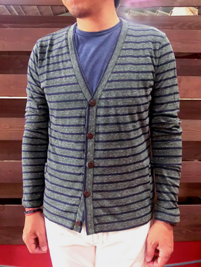 スタジオオリベ DELICIOUS デリシャス【SALE20%OFF】DC4975-141 コットンボーダーカーディガン 小さいサイズ Sのみ Green　グリーン