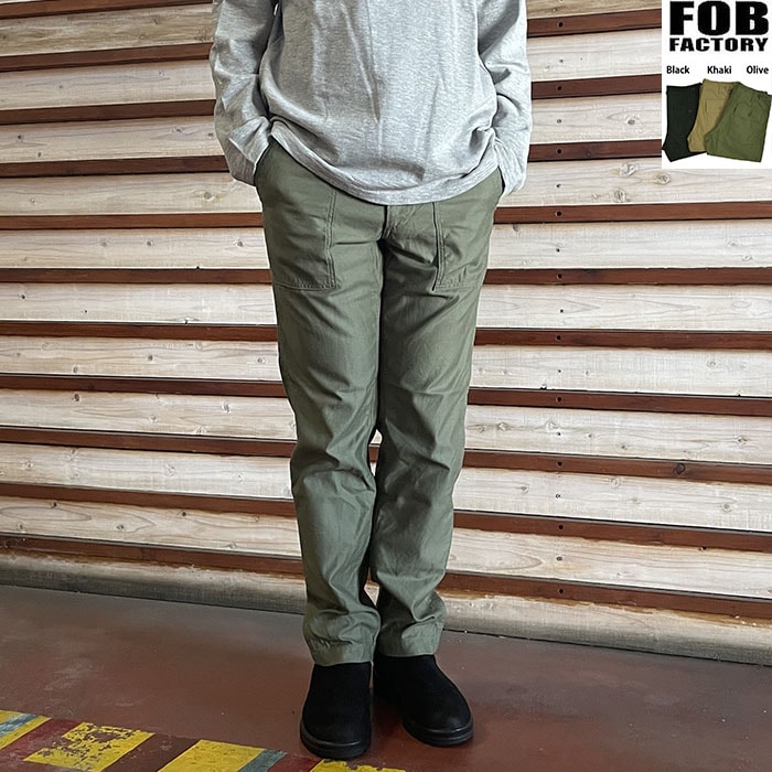 FOB FACTORYエフオービーベイカーパンツBAKER PANTS F0431オリーブ 日本製 テーパードシルエット 倉敷児島