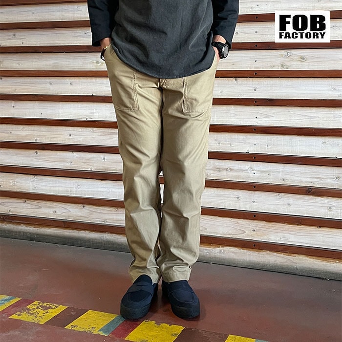FOB FACTORY　FOBファクトリー　F0431BAKER PANTSベイカーパンツ　Khaki　カーキ　テーパードパンツ　ワークパンツ