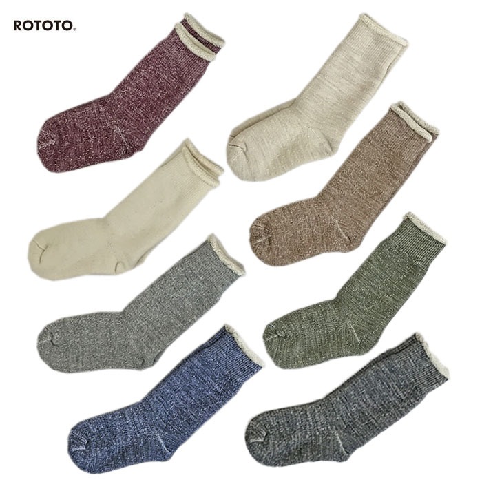 【SALE20%OFF】RoToTo ロトト ROTOTO R1001  DOUBLE FACE CREW SOCKS　ダブルフェイスクルーソックス  日本製 グレープM