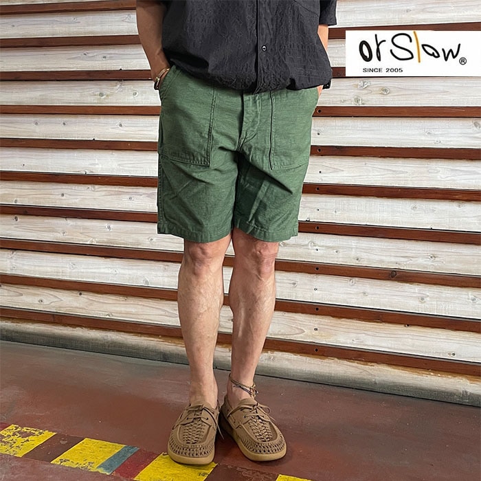 orSlow オアスロウファティーグショートパンツ US ARMY FATIGUE SHORTS ファティーグショートパンツ　Green　グリーン 01-7002-16